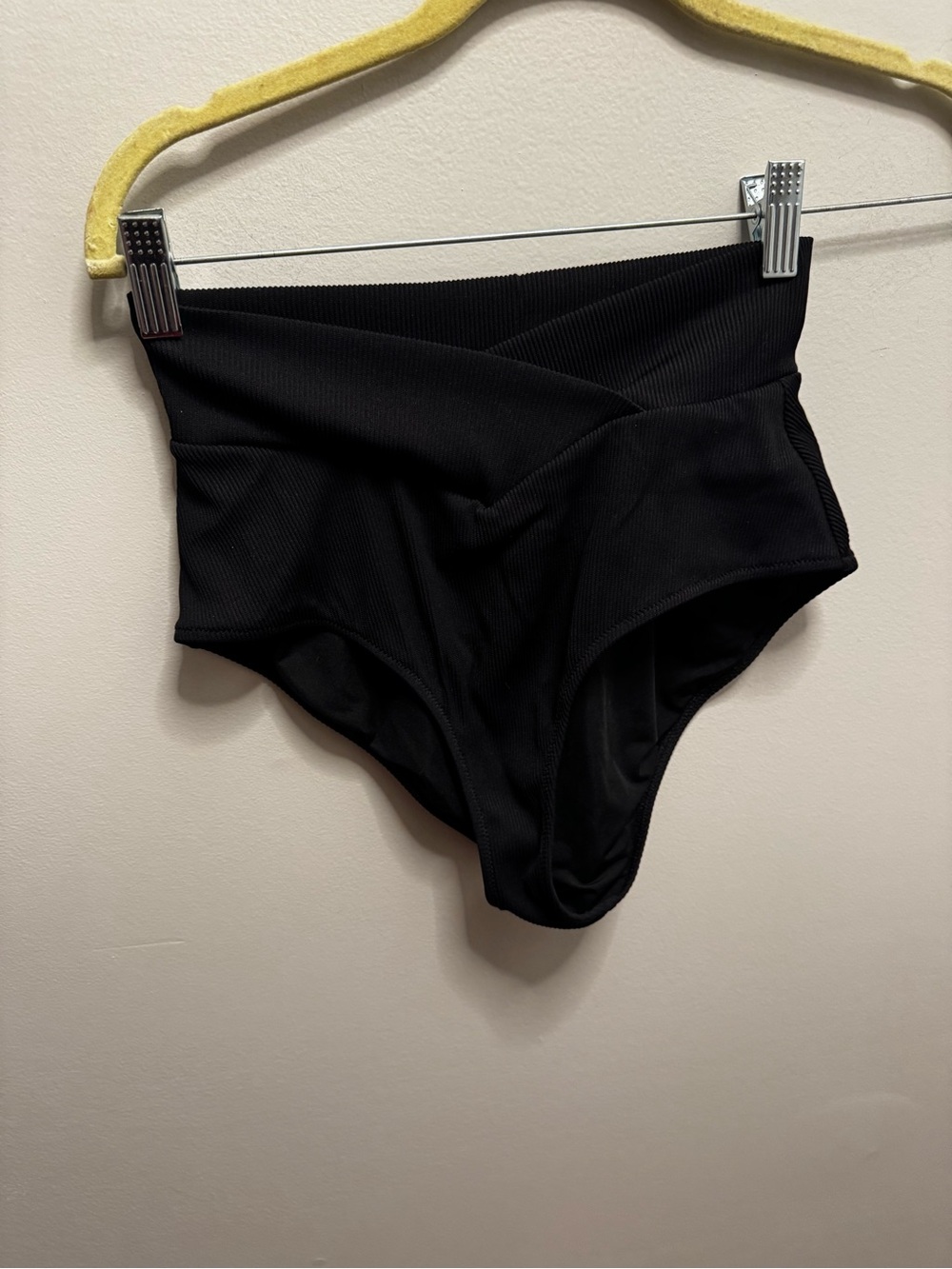 NWOT aerie High-Waist Black Ribbed Bikini Bottoms